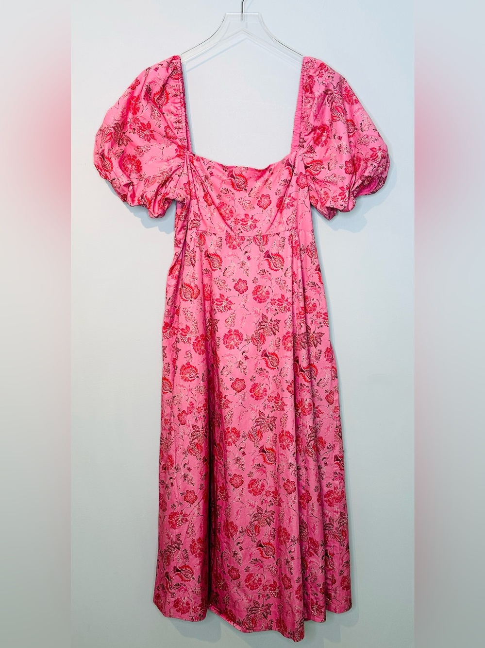 Hill House Matilda Pink Pimlico Floral Ikat Dress with Puff Sleeves NWT - Picture 13 of 15